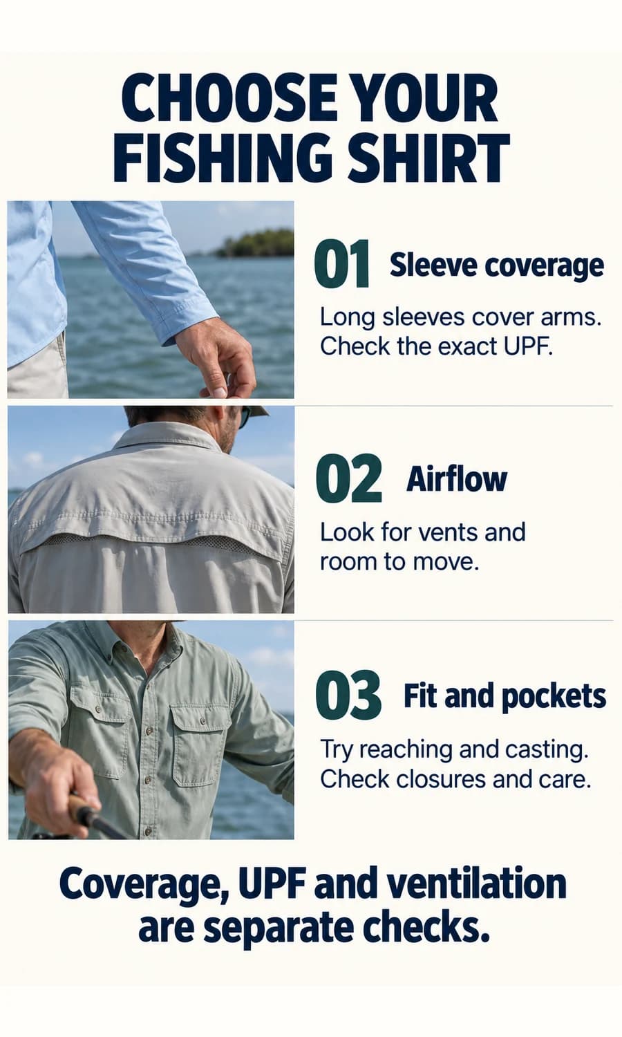 Button-front fishing shirt decision guide: choose sleeve coverage, check motion and compare useful details