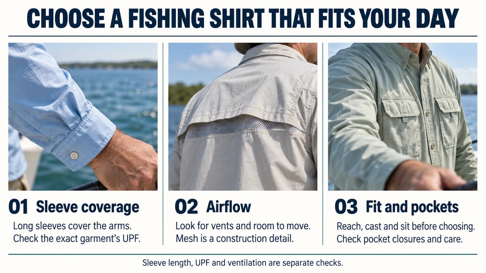 Button-front fishing shirt decision guide: choose sleeve coverage, check motion and compare useful details