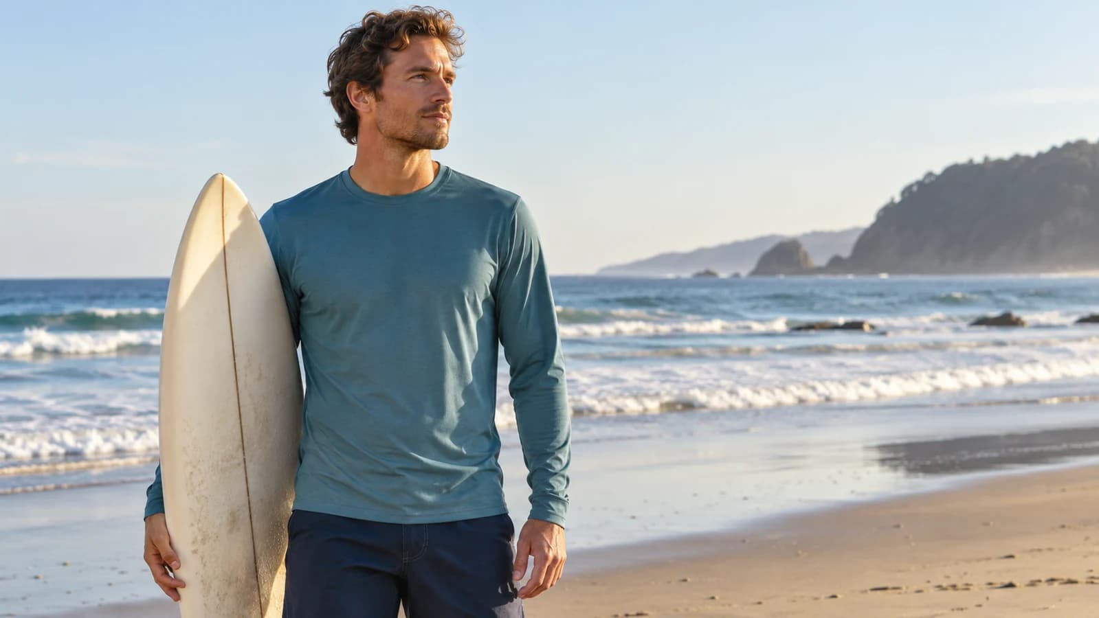 Illustrative men comparing casual sun-shirt and hoodie formats
